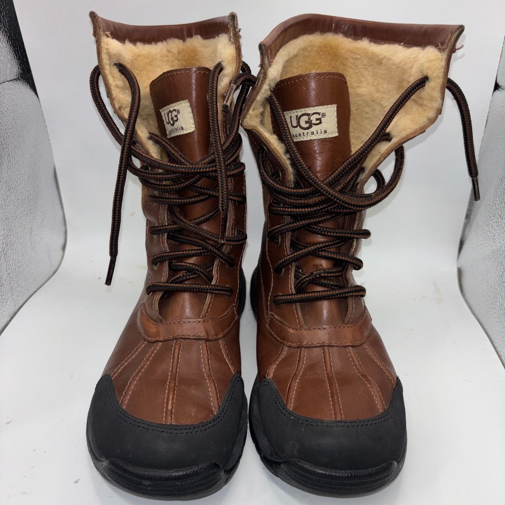 UGG Australia Adirondack II Brown Leather Waterproof Winter Boots 5209 Womens 6